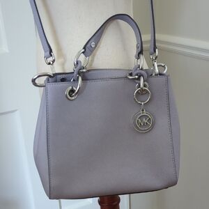 Michael Kors Lavender Saffiano Leather Satchel with Silver Hardware